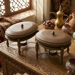 Calentador de Comida Doble Ovalado de Acero Inoxidable Negro Moderno de Lujo, Recubrimiento en Polvo Antiadherente, Duradero, para Buffet, Catering, Hotel - Product Image 3