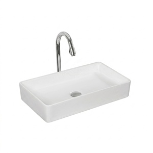 Rectangle Ceramic Wall Mount Bathroom <b>Sink</b> Minimalist Design Smooth Surface White - Product Image 1
