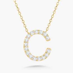 สร้อยคอจี้ตัวอักษรทองคำแท้ 10K 14K 18K ประดับเพชรแล็บโกรว์ จี้ตัวอักษรเล็กๆ สวยงาม ผู้ผลิตเครื่องประดับ ขายส่ง - Product Image 5