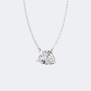 Collier pendentif Toi et Moi serti de diamants de laboratoire de 1,00 CTW, couleur E, plaqué or 9 carats, certifié - Product Image 5