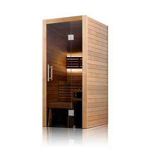 Nouvelle cabine de sauna intérieure UTU Mini pour 1 personne avec façade en verre, bois ThermoAspen de qualité supérieure, sauna résidentiel haut de gamme - Product Image 3