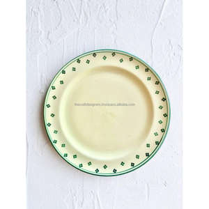 Assiettes en métal personnalisables, émail, plat de service alimentaire, rond, bord bleu, finition émail, assiette de présentation pour restaurant, café, fournitures - Product Image 4