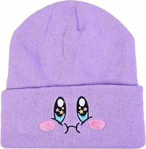 Gorro de punto holgado Kirby Y2K con forro acanalado y puños, gorro de invierno - Product Image 3