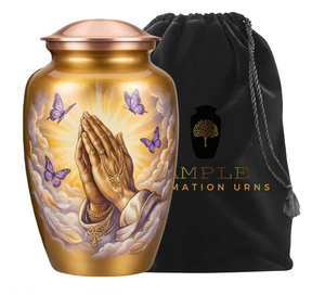โกศบรรจุอัฐิแบบรักษ์โลก ทนทาน พร้อมลวดลายมืออธิษฐานและผีเสื้อ สามารถปรับแต่งได้ - Product Image 3