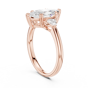 Anillo de Compromiso Vinson Project Premium con Moissanita Certificada GRA, Piedra Central Marquise, Piedras Laterales Trillion, Estilo Art Deco, Oro 14K - Product Image 3