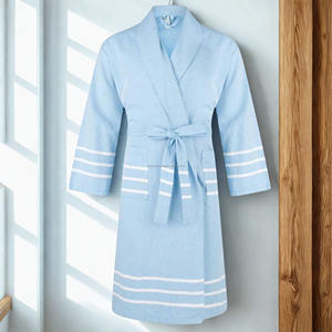 Turkish Hammam Bathrobe with Diamond Pattern Washable Handwoven Turkish Lightweight Beach <b>Wrap</b> <b>Towel</b> - Product Image 5