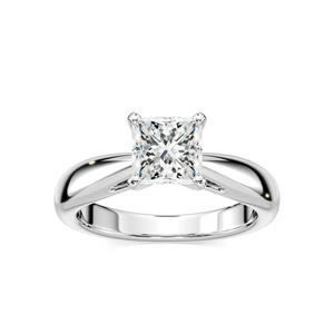 Anillo de compromiso solitario Bernice con diamante de talla princesa de 1 quilate, elegante banda de oro rosa, joyería clásica atemporal para mujer, fina - Product Image 3