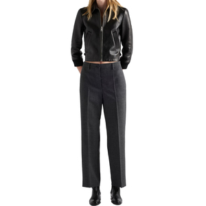 Women's Buffalo <b>Leather</b> Blouson <b>Jacket</b> Luxury Cropped Designer <b>Leather</b> Outerwear OEM Custom <b>leather</b> top Manufacturer - Product Image 5