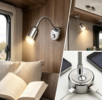Lampe de lecture LED 12V pour camping-car à fixation murale avec col de cygne réglable, lampe d'intérieur pour camping-car