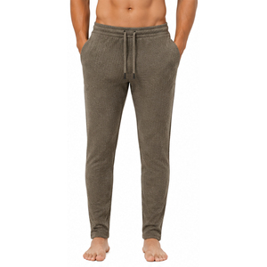 <b>Mens</b> Waffle Knitted <b>Trousers</b> Slim Fit Casual Jogger Pants Soft Textured Fabric <b>Elastic</b> Waist Custom Sports Training Bottoms - Product Image 1