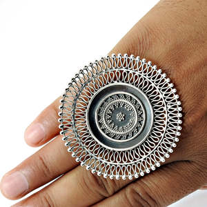 Antique Filigree Design <b>Adjustable</b> <b>Ring</b> Made From 925 Solid Sterling Silver Retro Style Delicate Flower Design Bohemian Jewelry - Product Image 3