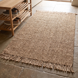 Natural Handwoven Textured <b>Jute</b> <b>Rug</b> Beige Modern Anti-Slip Geometric Flatweave Area <b>Rug</b> Fringed Edges Living Room Bedroom Home - Product Image 2