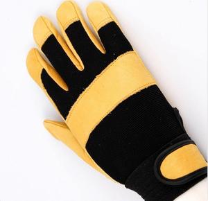 Gants de travail en cuir véritable, gants de protection industrielle robustes, double paume en cuir avec revêtement caoutchouté - Product Image 3