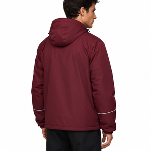 <b>Men's</b> Custom Fashion Waterproof Padded Puffer Jacket Warm Autumn Winter Streetwear Hooded Collar Front Logo Reflective Piping - Product Image 6