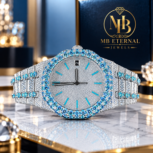 Reloj de Diamantes de Lujo MB ETERNAL JEWELS para Mujer, Caja Redonda de Acero Inoxidable de 38 mm, Cierre Desplegable de Cuarzo Analógico - Product Image 1