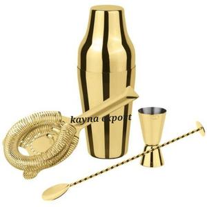 Ensemble de shakers à cocktails Kayna Export Unique Premium en acier inoxydable, capacité 500 ml, design doré écologique, accessoires de bar, mélangeur - Product Image 2