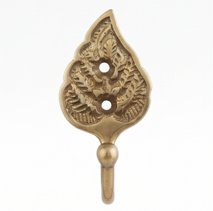 Antique Brass Leaf <b>Hook</b> <b>With</b> Plant Pattern Rust Resistant Metal Wall Mount For Clothing Storage Stylish Home Accent - Product Image 1