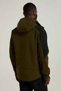 Veste en polaire pour homme, couleur olive, à capuche, fermeture éclair, coupe-vent, décontractée, couleur unie, polyester, coupe régulière - Product Image 2
