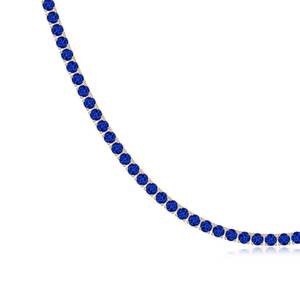 Collier chaîne tennis en or pur 14k 18k fait main de luxe avec saphir bleu naturel de 3 mm et 18,6 carats, taille ronde, pierre précieuse - Product Image 3
