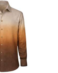 Camisa Formal para Hombre en Degradado Beige y Marrón Oxidado, Algodón Premium, Manga Larga, Cierre de Botones, Estilo Casual Elegante, Fabricante Personalizado, Suministro al por Mayor - Product Image 3