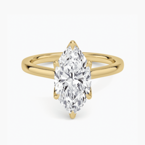 Bague de fiançailles, d'anniversaire ou de mariage minimaliste en or jaune 14 carats pour femme, avec diamant solitaire de 2 carats de taille marquise, certifié IGI, cultivé en laboratoire - Product Image 1
