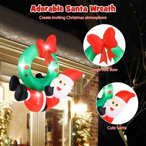 Ghirlanda Gonfiabile di Babbo Natale da 1,2 Metri con Luci LED, Decorazioni Natalizie da Esterno con Fiocco Rosso - Product Image 5