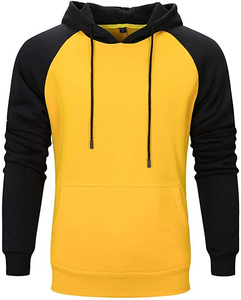 <b>Men</b> Raglan Sleeve Fleece Pullover Hoodie Solid Color Casual Sweatshirt 100% Cotton Pocket Regular Fit Winter Wear <b>Blue</b> Black - Product Image 4