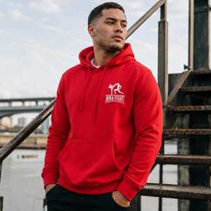 MMA Fight <b>Men's</b> <b>Red</b> Hooded <b>Sweatshirt</b> 100% Cotton Fleece Regular Fit Casual Front Logo Pocket Design Anti-Wrinkle Winter - Product Image 3