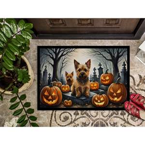 Norwich Terrier effrayant Halloween paillasson antidérapant lavable à poils bas tapis de porte avant intérieur/extérieur 24H X 36W - Product Image 3