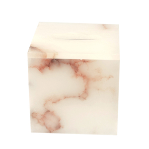 Boîte à mouchoirs carrée en marbre Prestige, faite à la main en pierre naturelle, logo personnalisé, décoration de luxe pour hôtels et maisons, vente en gros directe usine - Product Image 3