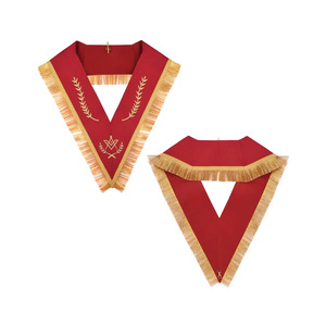 Collier de Maître Maçon de la Loge Bleue, brodé sur mesure, avec ruban rouge et tresse dorée, fabrication pakistanaise en gros - Product Image 2