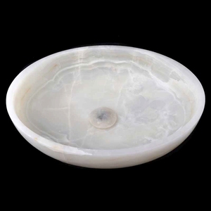 Vasque ovale en onyx blanc afghan, lavabo en pierre naturelle, finition brossée, vasque de salle de bain contemporaine - Product Image 3