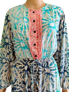 Vestido Maxi de Seda Tejida Estilo Bohemio Coreano Y2K con Diseño Geométrico, Talla Única, Cuello Redondo, Manga Larga, para Uso Diario, Dulce y Veraniego - Product Image 5