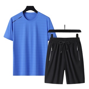 กางเกงขาสั้นแขนสั้นของผู้ชายผ้าไอซ์ซิลค์ระบายอากาศได้ดีผ้าไอซ์ซิลค์สกรีนพิมพ์ลายโลโก้ออกแบบได้ตามต้องการ - Product Image 5