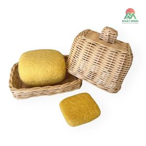 Ensemble de jouets de cuisine en rotin tressé Nhat Minh avec aliments en feutre jaune pour enfants de 2 à 4 ans, unisexe, avec boîte à beurre en rotin et couvercle amovible - Product Image 3