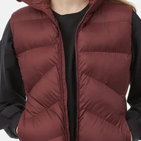 Nouvel article : Gilet matelassé pour femme à col montant, fermeture éclair, couleur unie, vêtement d'extérieur décontracté, longueur courte, coupe-vent en polyester, OEM