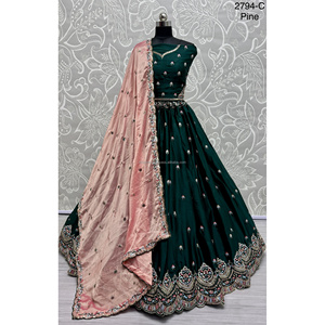 Collections de velours de vêtements de mariée indiens pour la mariée avec le travail de Zarkhan par Fabzone - Product Image 1