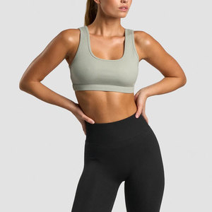 Soutien-gorge de sport OEM 2026 pour femmes, personnalisé, ajusté, côtelé, haute élasticité, col en U, séchage rapide, sans couture, pour yoga et entraînement - Product Image 3