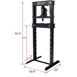 Prensa Hidráulica de Taller de 12 Toneladas de Capacidad, Montaje en Suelo, Mesa de Trabajo Ajustable, Placas de Prensa con Estructura en H para Garaje, Fácil de Usar - Product Image 5