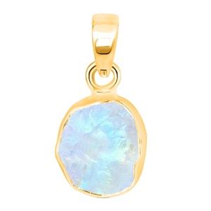Raw Rainbow Moonstone Gold Plating <b>Pendant</b> Necklace Handmade Natural Crystal June Birthstone Jewelry - Product Image 1
