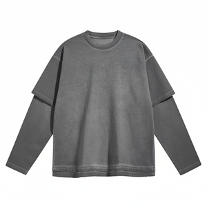 เสื้อยืดแขนยาวทรงโอเวอร์ไซส์สีดำ คอกลม สไตล์สตรีทแวร์ สำหรับผู้ชาย ขายดีอันดับต้นๆ ปี 2026 วางจำหน่ายออนไลน์แล้ว - Product Image 1