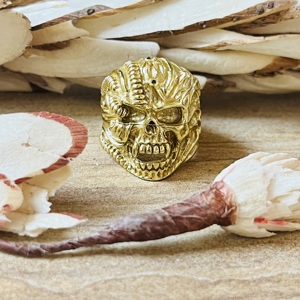 2026 Classic Trendy Skull <b>Rings</b> Gothic Brass <b>Ring</b> <b>Men</b> 18k Gold Plated Chunky Vampire Demon Band Statement <b>Ring</b> Wholesale/OEM/ODM - Product Image 1