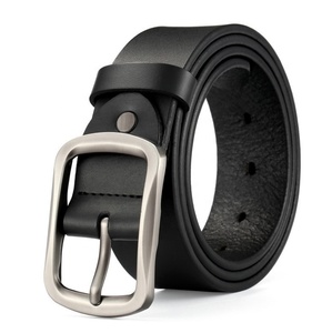 Ceinture en cuir véritable de haute qualité pour hommes, en cuir de vachette noir et marron, vente en gros - Product Image 1