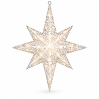 Ornement étoile à huit branches tissé avec paillettes, éclairage LED lumineux et boucle de suspension pour décoration de fenêtre, arbre et fêtes