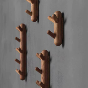 Modern Classic Wooden Waterproof Flower Pattern <b>Coat</b> Hanger with 6 <b>Hooks</b> Self-Adhesive Installation - Product Image 1