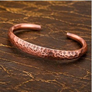 High Quality Pure Copper Hammered Bracelet Handmade Antique Copper Cuff Bangle Unisex Jewelry - Product Image 4