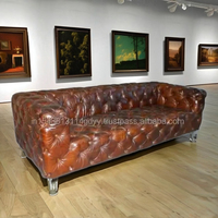 2025 Vente Chaude Industrielle Aviation Canapé En Aluminium Chesterfield En Cuir Véritable Canapé Antique aviateur Loft Meubles Industriels
