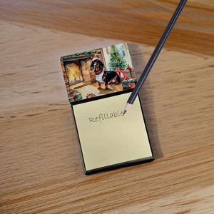 Cosy Christmas Dachshund Sticky Note Holder Blocs-Notes auto-adhésifs Distributeur rechargeable Bureau vierge Fournitures de vacances de Noël - Product Image 2