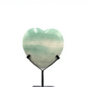 Sukabumi 15 cm Pierre Verte Cœur de Zéolite Style Cabochon Support Métallique Nouveauté Créative Pierre Naturelle Indonésienne Décoration Maison - Product Image 5