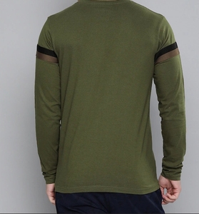 Chemise décontractée à manches courtes pour homme, vert olive, unie, col tricoté rayé, été, ODM, écologique, 100% coton - Product Image 2